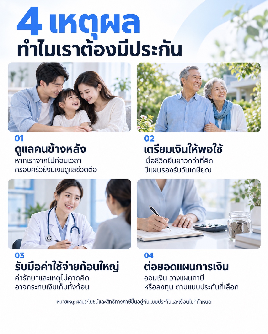 4 เหตุผล ทำไมเราต้องมีประกัน เลือกหัวข้อในภาพหรือปุ่มด้านล่างเพื่อดูแผนที่เกี่ยวข้อง